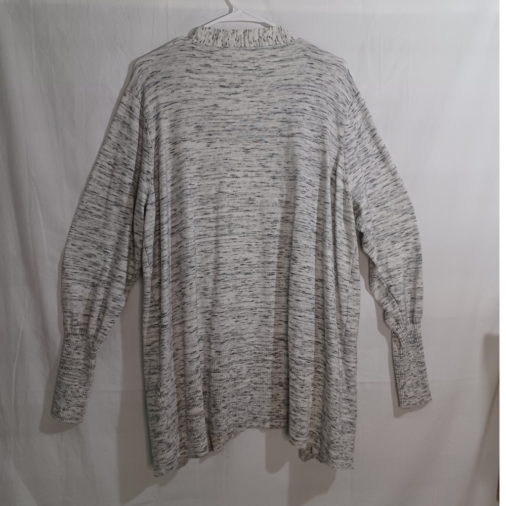 Women's‎ Basic Editions Black & White Open Cardigan with Front Pockets Size 2X - Picture 3 of 8